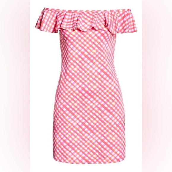 NWT Tommy Bahama HARBOUR ISLAND OFF THE SHOULDER RUFFLE SPA DRESS PARADISE CORAL - Picture 3 of 9